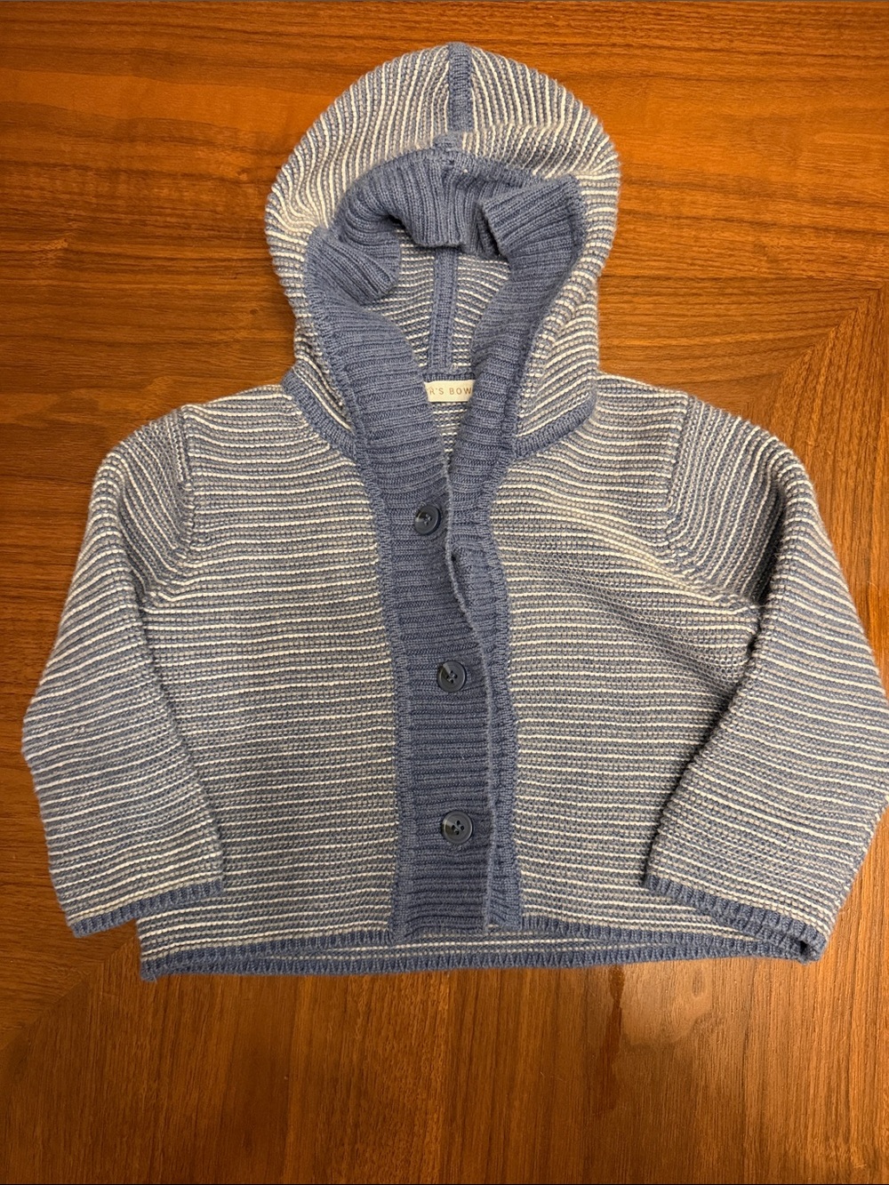 Striped Hooded Knit Cotton Cashmere Cardigan